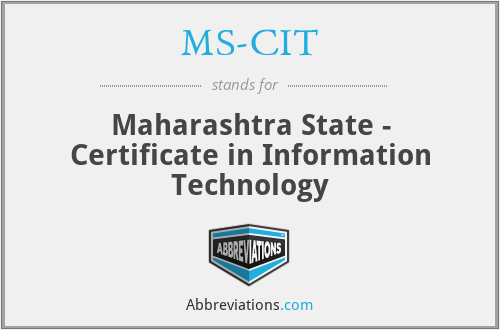 MS-CIT - Maharashtra State - Certificate in Information Technology