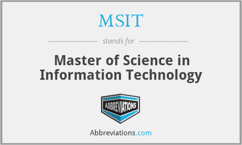 MSIT - Master of Science in Information Technology