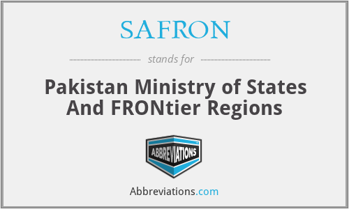 SAFRON - Pakistan Ministry of States And FRONtier Regions