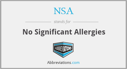 NSA - No Significant Allergies