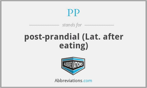 PP - post-prandial (Lat. after eating)