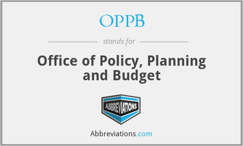 OPPB - Office of Policy, Planning and Budget