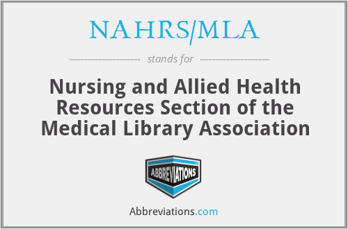NAHRS/MLA - Nursing and Allied Health Resources Section of the Medical Library Association