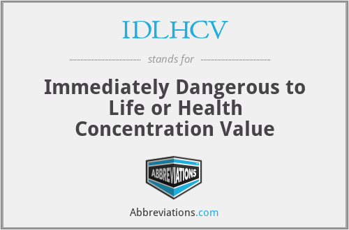 IDLHCV - Immediately Dangerous to Life or Health Concentration Value