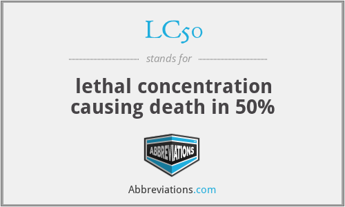 LC50 - lethal concentration causing death in 50%