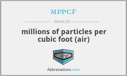 mppcf - millions of particles per cubic foot (air)