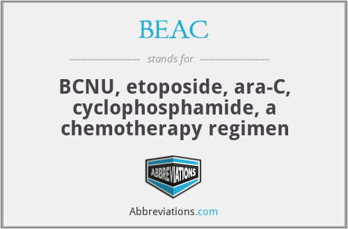 BEAC - BCNU, etoposide, ara-C, cyclophosphamide, a chemotherapy regimen