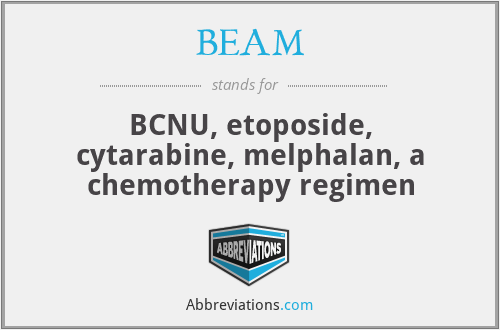 BEAM - BCNU, etoposide, cytarabine, melphalan, a chemotherapy regimen