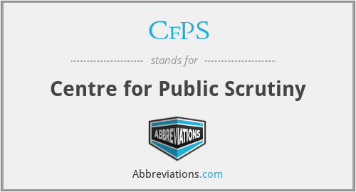 CfPS - Centre for Public Scrutiny