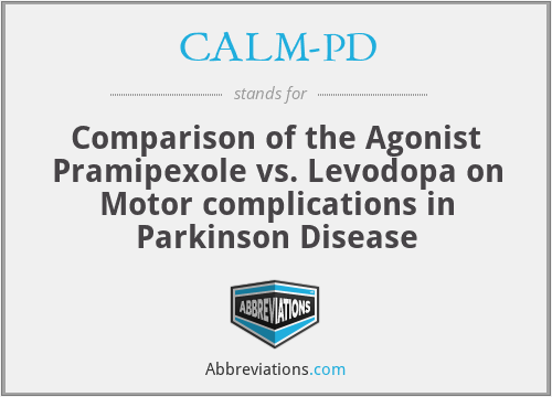 CALM-PD - Comparison of the Agonist Pramipexole vs. Levodopa on Motor complications in Parkinson Disease