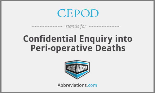 CEPOD - Confidential Enquiry into Peri-operative Deaths
