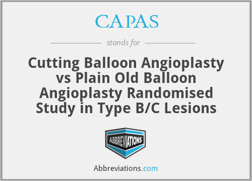 CAPAS - Cutting Balloon Angioplasty vs Plain Old Balloon Angioplasty Randomised Study in Type B/C Lesions