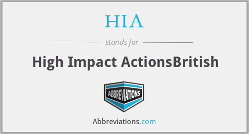 HIA - High Impact ActionsBritish