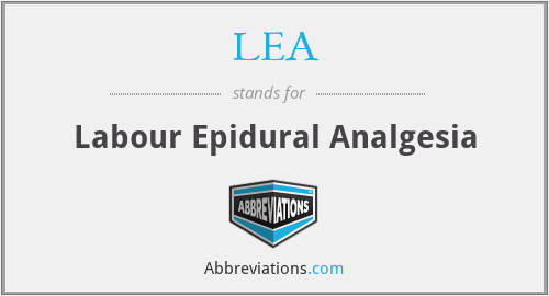 LEA - Labour Epidural Analgesia