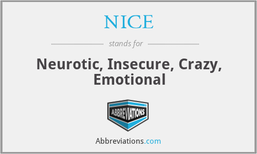 NICE - Neurotic, Insecure, Crazy, Emotional
