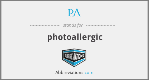 PA - photoallergic