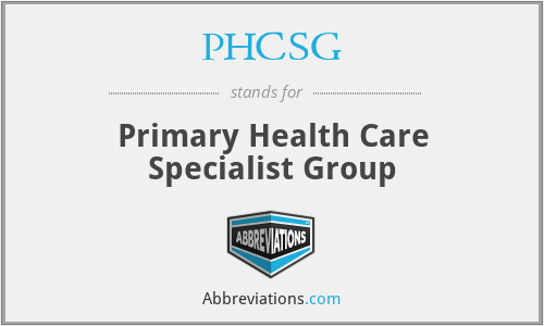 PHCSG - Primary Health Care Specialist Group
