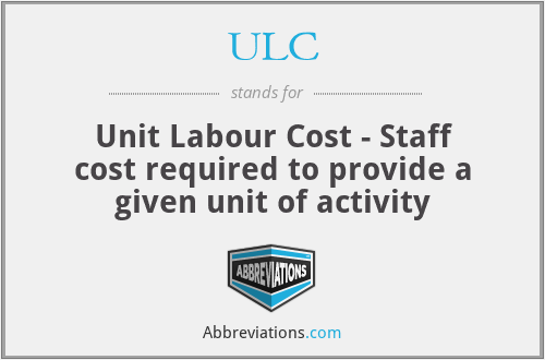 ULC - Unit Labour Cost - Staff cost required to provide a given unit of activity