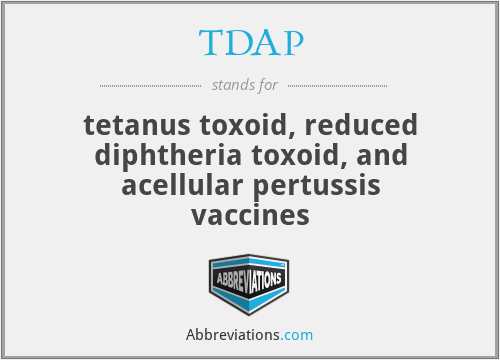TDAP - tetanus toxoid, reduced diphtheria toxoid, and acellular pertussis vaccines