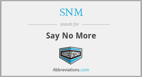 SNM - Say No More