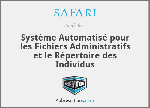 SAFARI - Système Automatisé pour les Fichiers Administratifs et le Répertoire des Individus