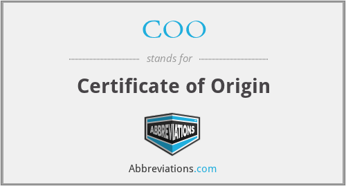 COO - Certificate of Origin