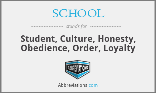 SCHOOL - Student, Culture, Honesty, Obedience, Order, Loyalty