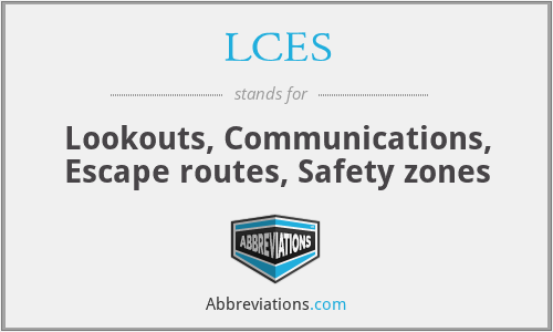 LCES - Lookouts, Communications, Escape routes, Safety zones