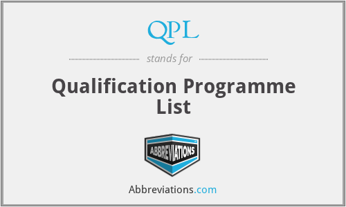 QPL - Qualification Programme List