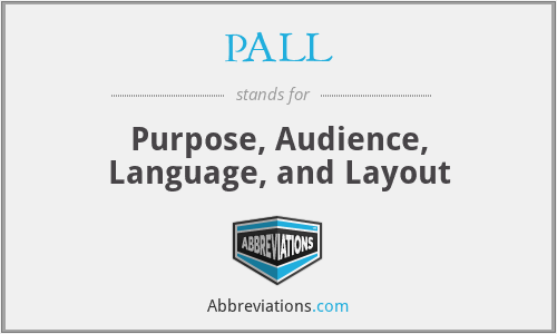 PALL - Purpose, Audience, Language, and Layout