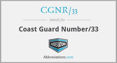 CGNR/33 - Coast Guard Number/33
