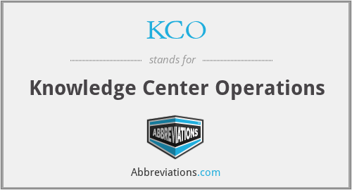 KCO - Knowledge Center Operations