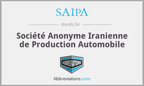 SAIPA - Société Anonyme Iranienne de Production Automobile