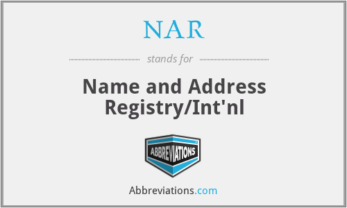 NAR - Name and Address Registry/Int'nl