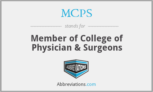 MCPS - Member of College of Physician & Surgeons