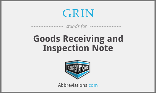 GRIN - Goods Receiving and Inspection Note