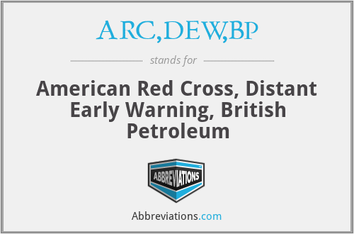 ARC,DEW,BP - American Red Cross, Distant Early Warning, British Petroleum