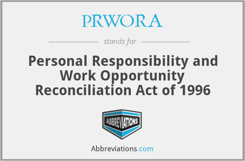 PRWORA - Personal Responsibility and Work Opportunity Reconciliation Act of 1996