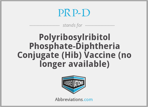 PRP-D - Polyribosylribitol Phosphate-Diphtheria Conjugate (Hib) Vaccine (no longer available)