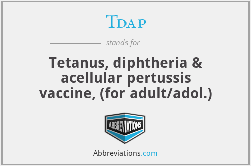 Tdap - Tetanus, diphtheria & acellular pertussis vaccine, (for adult/adol.)