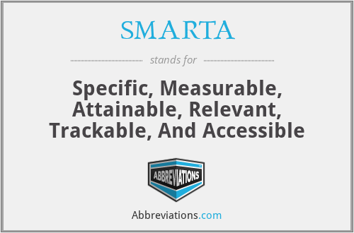 SMARTA - Specific, Measurable, Attainable, Relevant, Trackable, And Accessible
