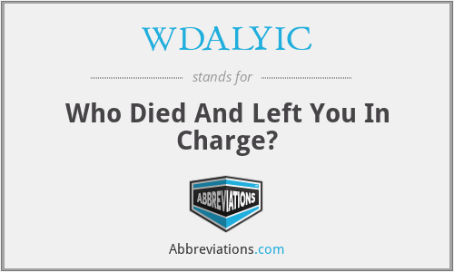 WDALYIC - Who Died And Left You In Charge?