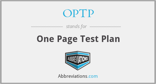 OPTP - One Page Test Plan