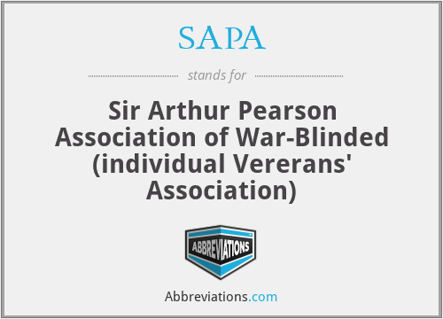 SAPA - Sir Arthur Pearson Association of War-Blinded (individual Vererans' Association)