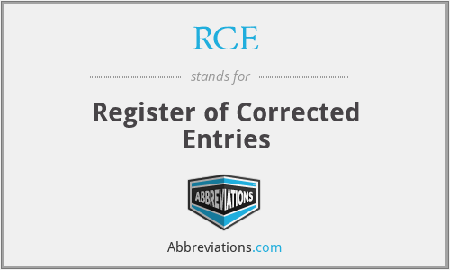 RCE - Register of Corrected Entries