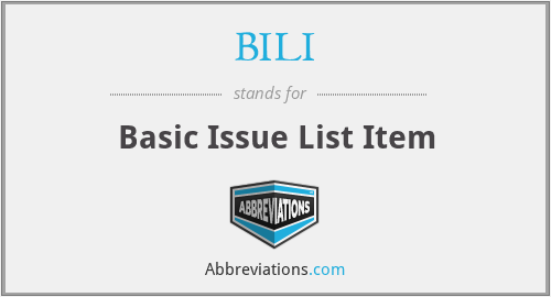 BILI - Basic Issue List Item