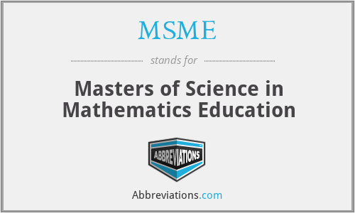 MSME - Masters of Science in Mathematics Education