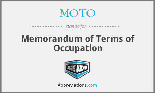 MOTO - Memorandum of Terms of Occupation