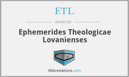 ETL - Ephemerides Theologicae Lovanienses