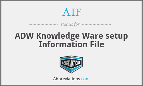AIF - ADW Knowledge Ware setup Information File